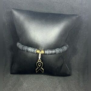 Black Ribbon (Awareness) Heishi Charm Bracelet